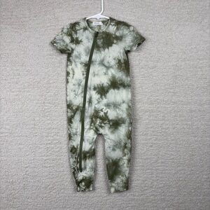 Miles Jumpsuit Toddler Unisex 24M Green‎ White Tie Dye Full Zip Stretch